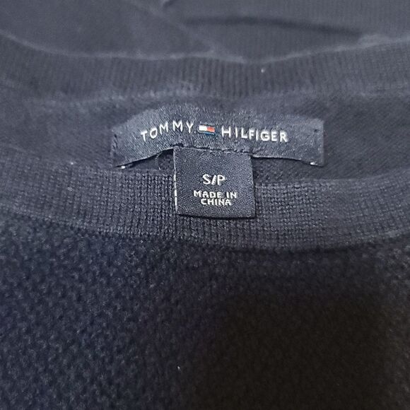 Tommy Hilfiger Navy Pink Striped Clasdic Cotton Sweater Size Small - Picture 3 of 5